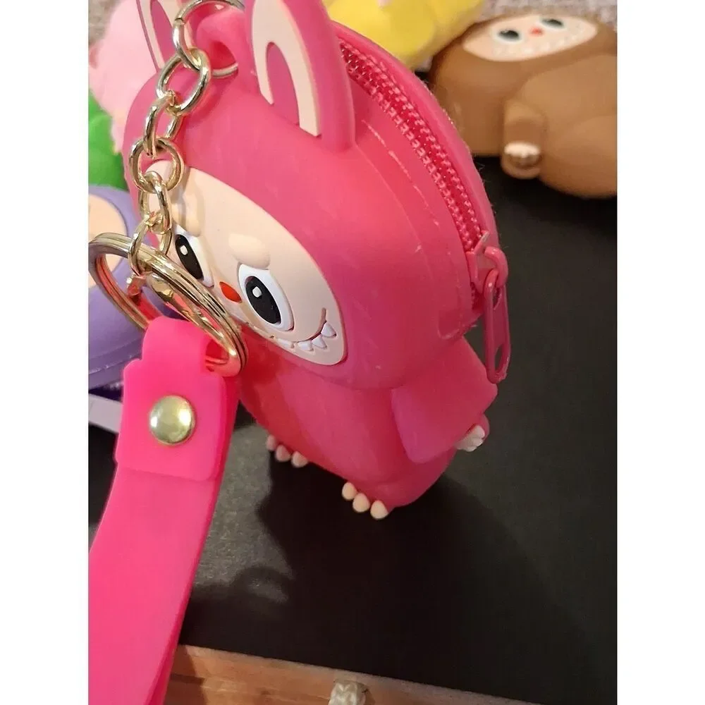 LABUBU Silicone Squishy Coin Purse Keychain. You Pick The Color. New